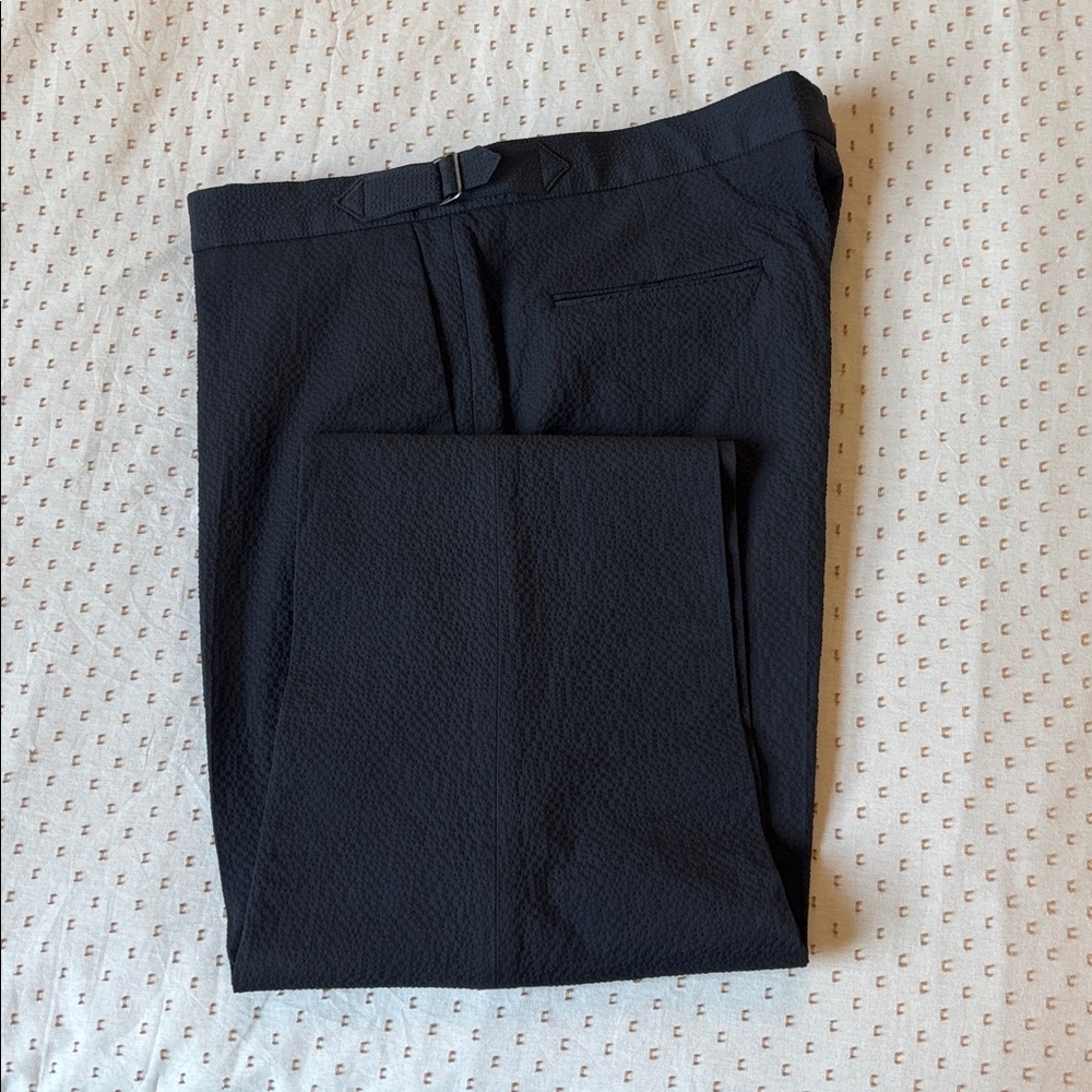 NWT Todd Snyder Navy Seersucker Flat-Front pants with side tabs.Men Size 38*32